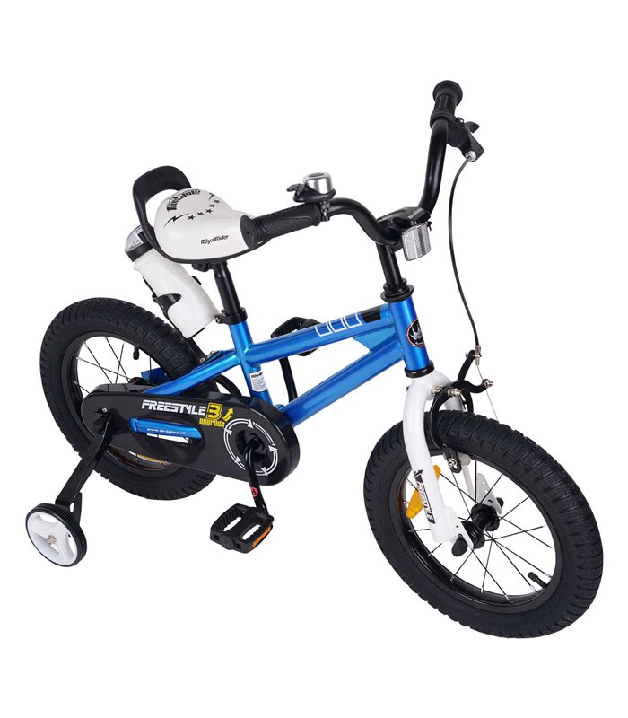 Bicicletta per Bambini 14 pollici Royal Baby Freestyle con porta borracia blu