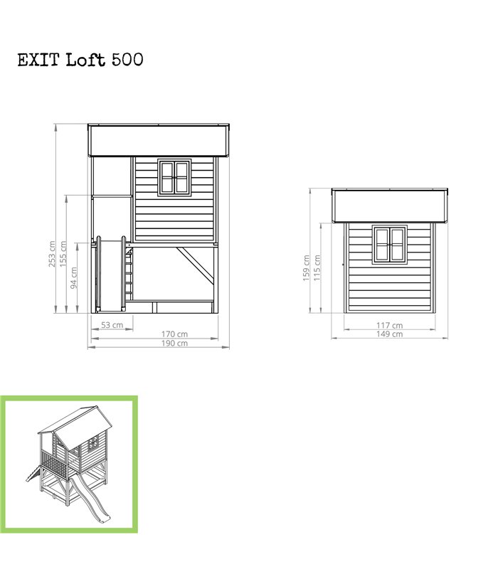 EXIT Loft 500 Holzspielhaus - naturel