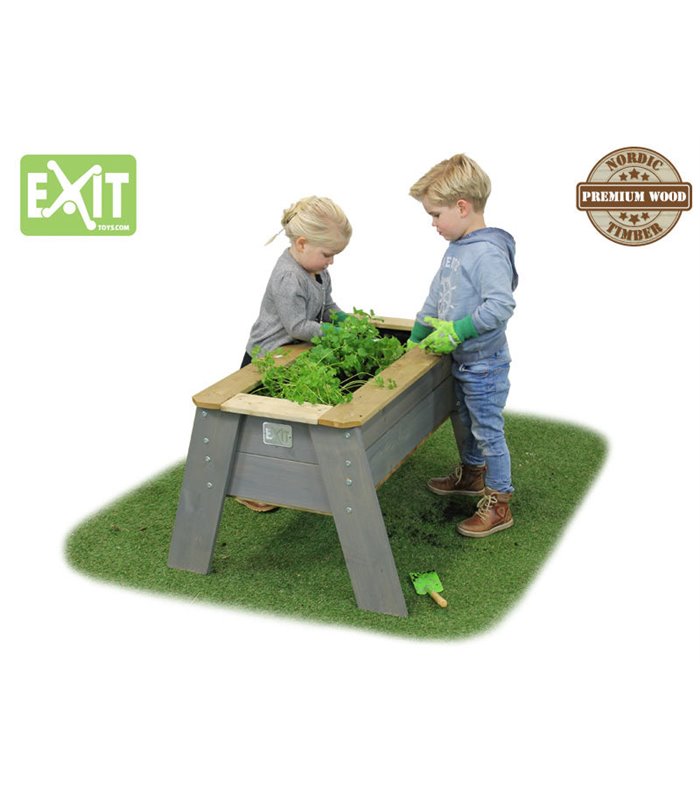 EXIT Aksent Kids Planter Table L Tavolo con vaso Libera installazione Legno Grigio Esterno
