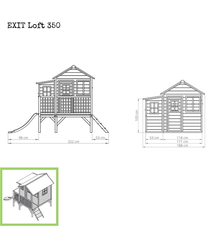 EXIT Loft 350 Holzspielhaus - naturel