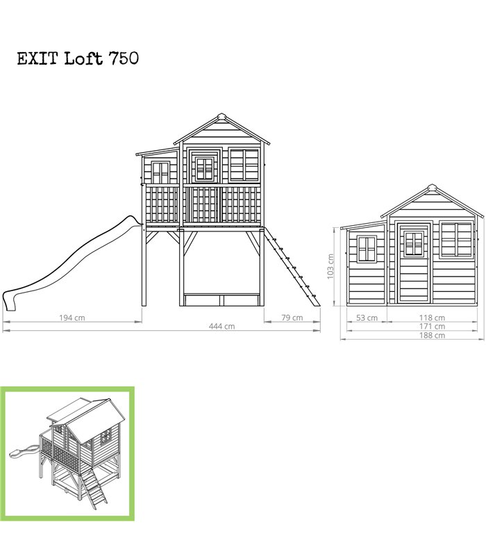 EXIT Loft 750 Holzspielhaus - rot