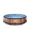 EXIT Wood pool ø300x76cm with filter pump - brown Piscina con bordi Piscina rotonda 4383 L Marrone