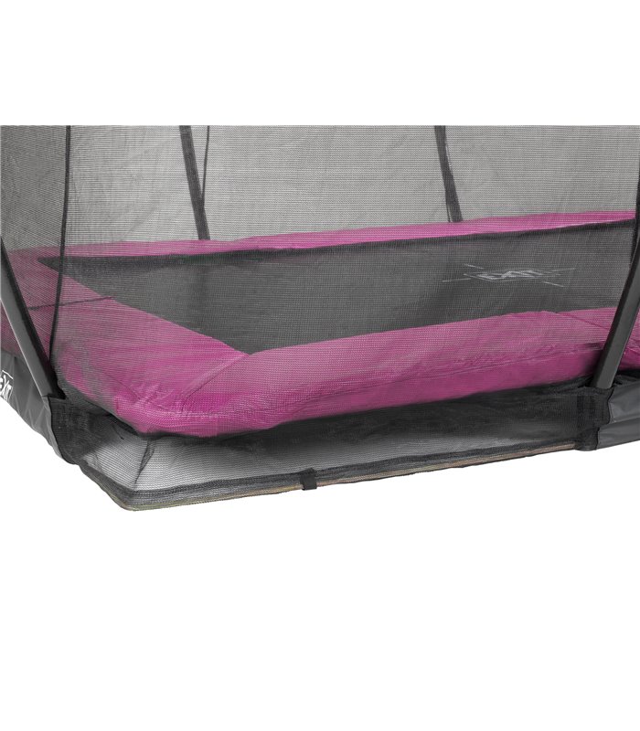 EXIT Silhouette Bodentrampolin 214x305cm mit Sicherheitsnetz - rosa