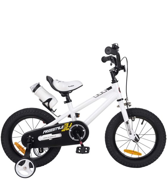 Kindervelo 14 Zoll RoyalBaby Freestyle mit Getränkehalter weiss