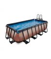 Piscina rettangolare EXIT Wood Pool 400x200x100cm con pompa filtro a sabbia - marrone