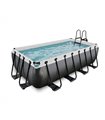 Rectangular pool EXIT Black Leather Pool 400x200x100cm with sand filter pump - black