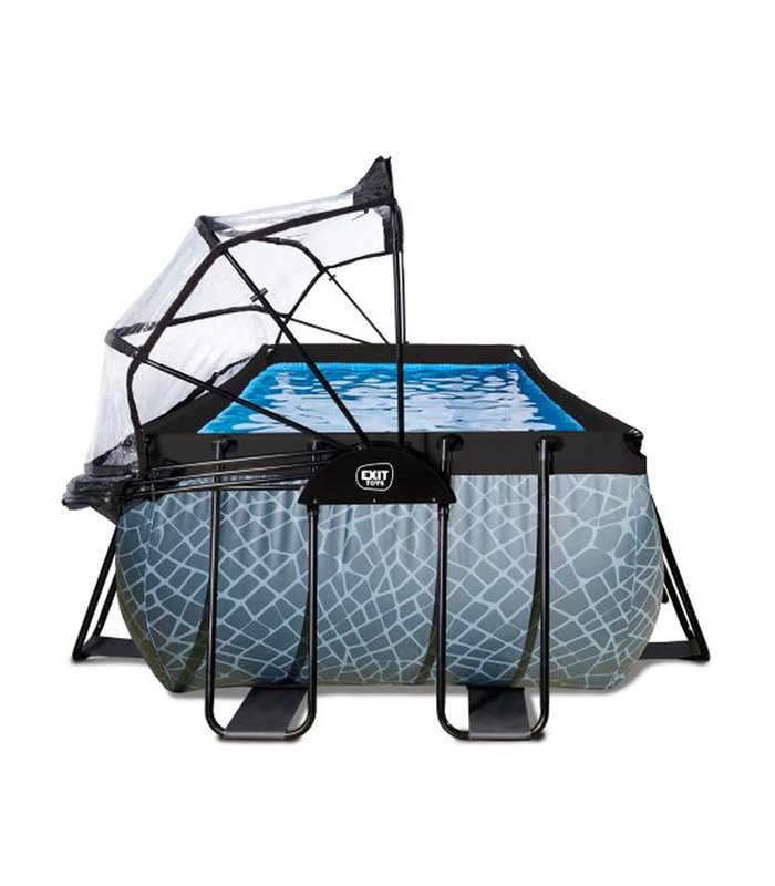 Pool Exit 400x200x122cm mit Sandfilterpumpe und Abdeckung - grau