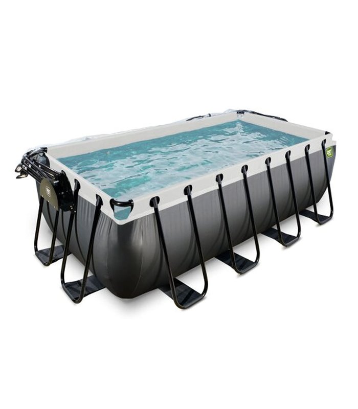 Pool Exit 400x200x122cm mit Sandfilterpumpe und Abdeckung - schwarz