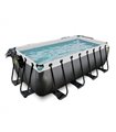 Pool Exit 400x200x122cm mit Sandfilterpumpe und Abdeckung - schwarz