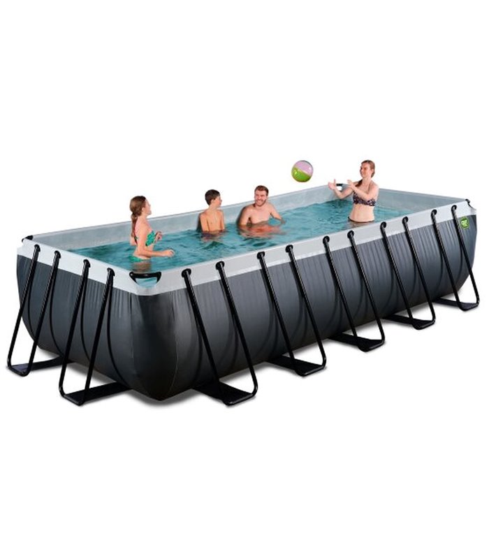 Piscine rectangulaire EXIT Piscine Cuir Noir 540x250x122cm avec pompe filtre à sable - noir