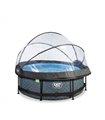 Pool round EXIT Stone Pool ø244x76cm with filter pump and cover - gray
