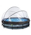 Pool round EXIT Stone Pool ø360x76cm with filter pump and cover - gray