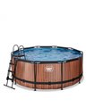 Piscina rotonda EXIT Wood Pool ø360x122cm con pompa filtro a sabbia - marrone