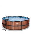Piscine ronde EXIT Wood Pool ø427x122cm avec pompe filtre à sable - marron
