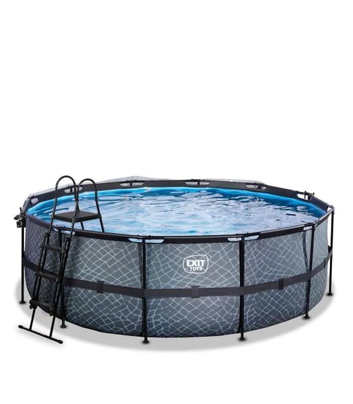 Pool Exit ø427x122cm mit Sandfilterpumpe und Abdeckung - grau