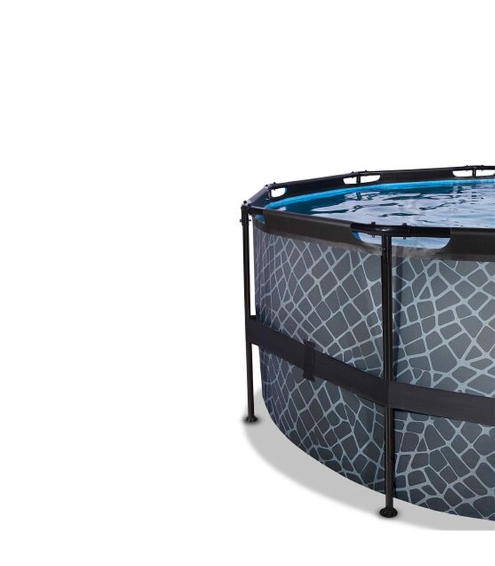 Pool Exit ø427x122cm mit Sandfilterpumpe und Abdeckung - grau