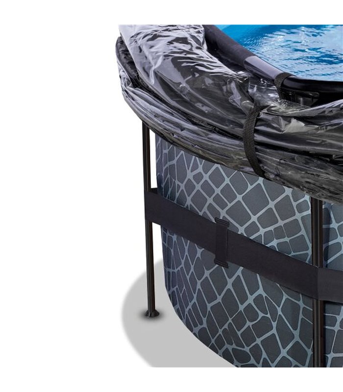 Pool Exit ø427x122cm mit Sandfilterpumpe und Abdeckung - grau