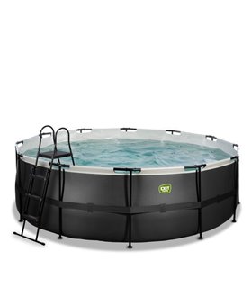 Piscina rotonda EXIT Piscina in pelle nera ø427x122cm con pompa filtro a sabbia - nera