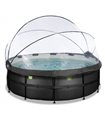 Piscina rotonda EXIT Piscina in pelle nera ø427x122cm con pompa filtro a sabbia e copertura - nera
