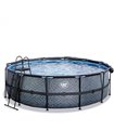Pool round EXIT Stone Pool ø450x122cm with sand filter pump and cover - gray