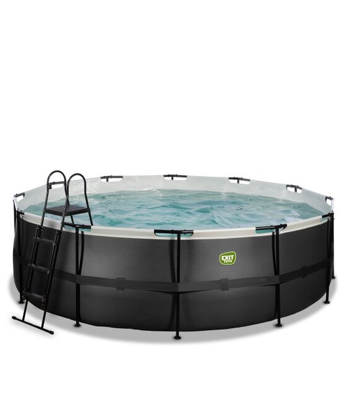 Pool round EXIT Black Leather Pool ø450x122cm with sand filter pump - black