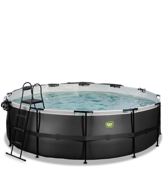 Pool Exit ø450x122cm mit Sandfilterpumpe und Abdeckung - schwarz