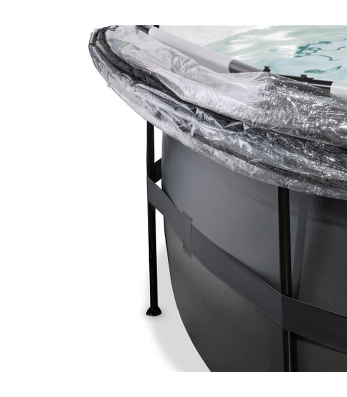 Pool round EXIT Black Leather Pool ø450x122cm with sand filter pump and cover - black