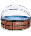 Pool round EXIT Wood Pool ø488x122cm with sand filter pump and cover - brown