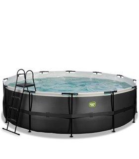 Pool round EXIT Black Leather Pool ø488x122cm with sand filter pump - black
