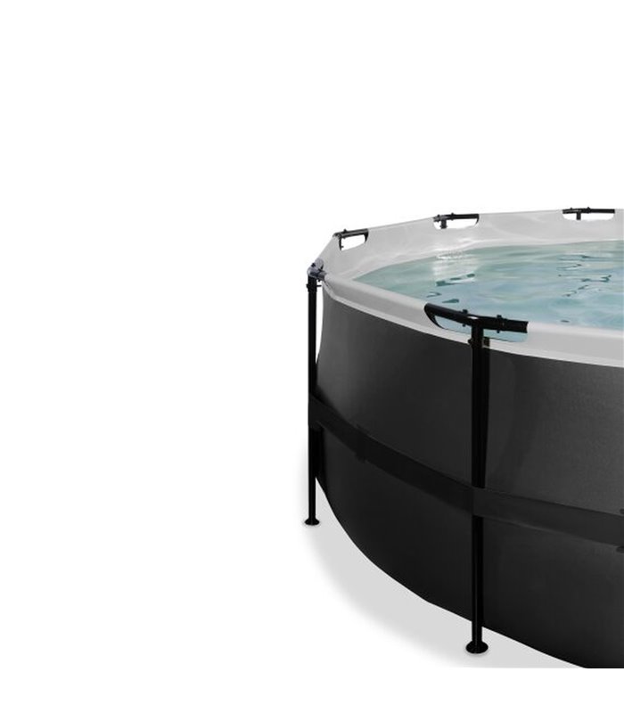 Pool round EXIT Black Leather Pool ø488x122cm with sand filter pump - black