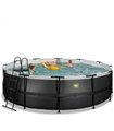 Pool round EXIT Black Leather Pool ø488x122cm with sand filter pump - black