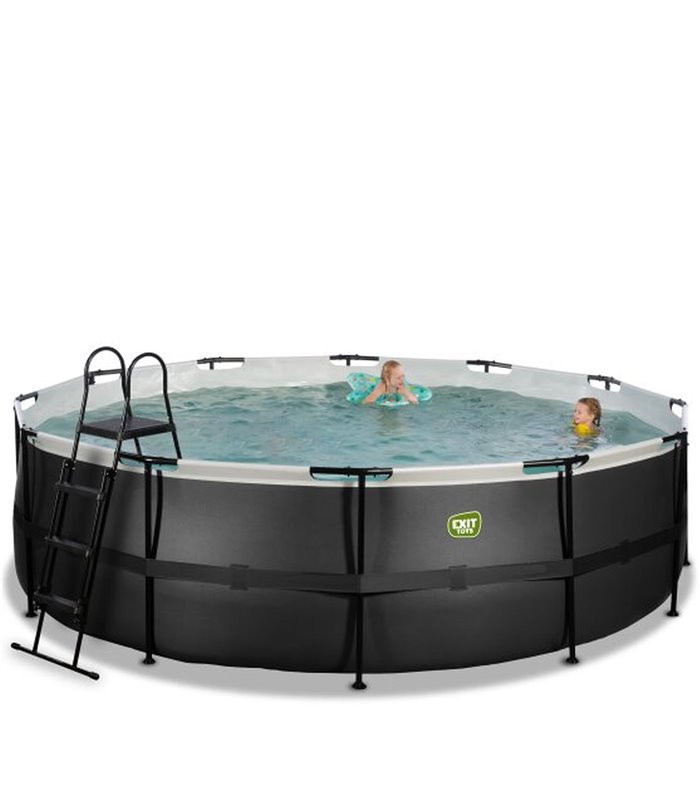 Pool round EXIT Black Leather Pool ø488x122cm with sand filter pump - black