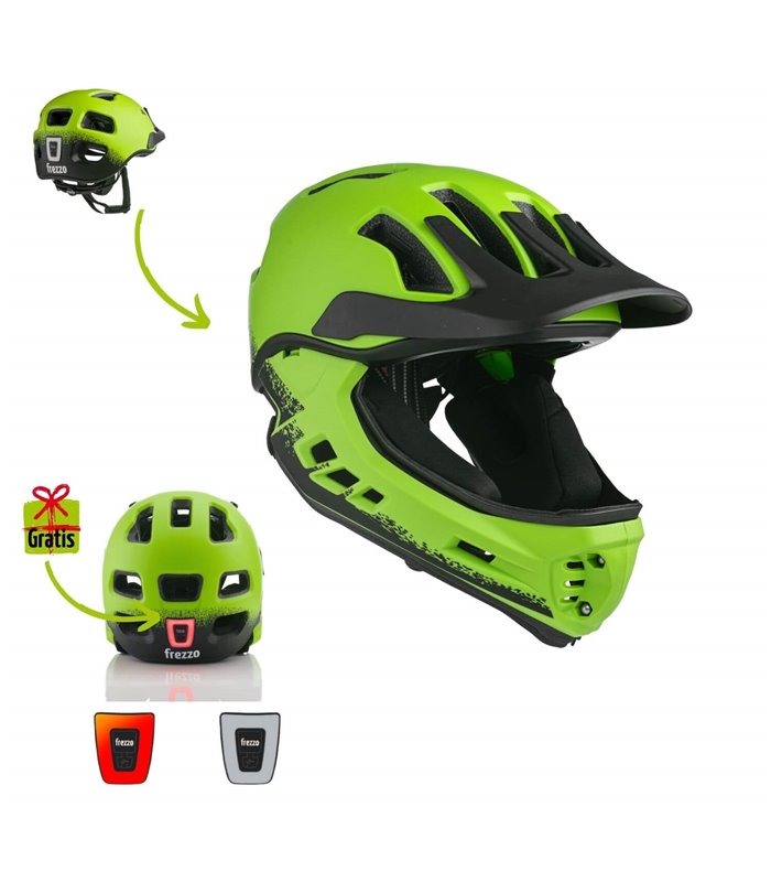 Casque Fullface frezzo Rowdy [S] (48-52cm) Frog + Lumière USB GRATUITE