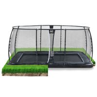 Dynamic ebenerdiges Trampolin 305x519cm mit Sicherheitsnetz - schwarz