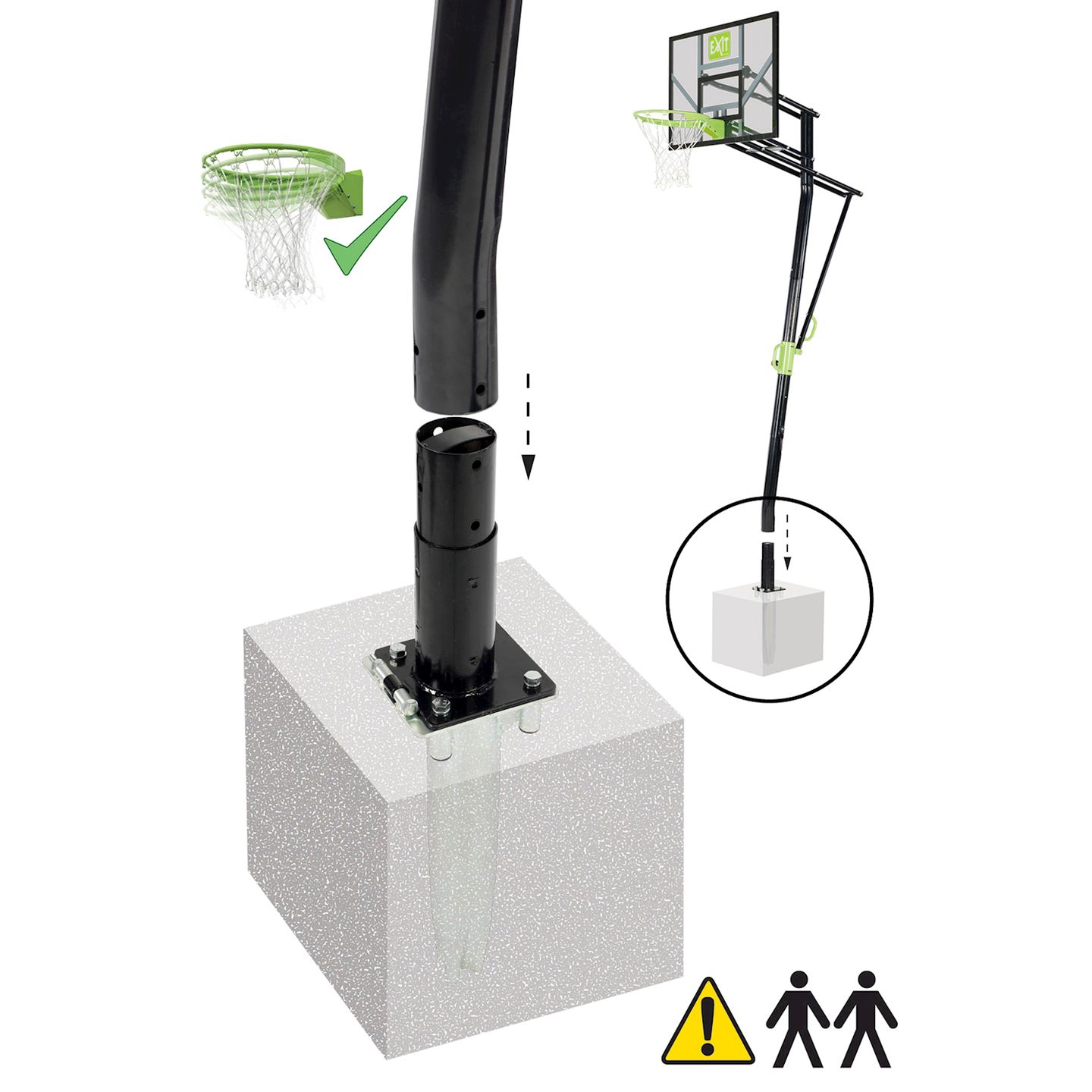 Galaxy Basketballkorb für Bodenmontage inkl. Dunkring grün/schwarz