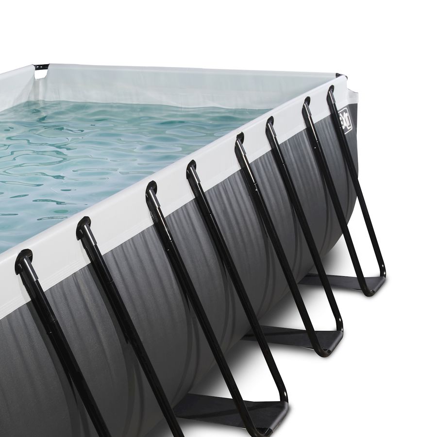Pool inkl. Sandfilterpumpe 400x200x122 cm - Black Leather