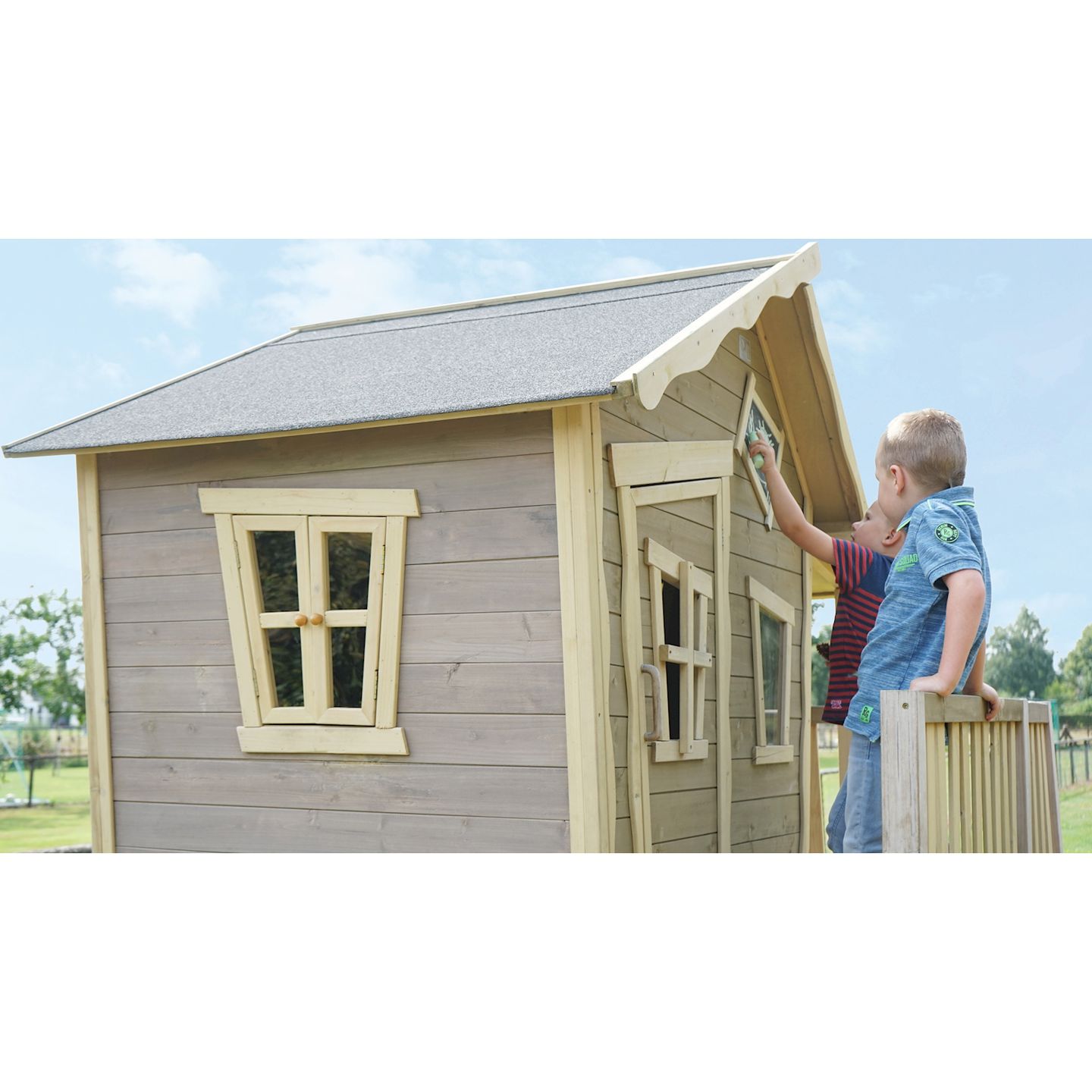 Crooky 350 Holzspielhaus - graubeige