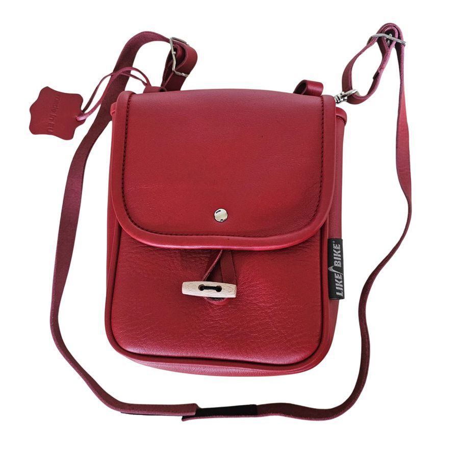 Lenkertasche Rucksack Leder rot