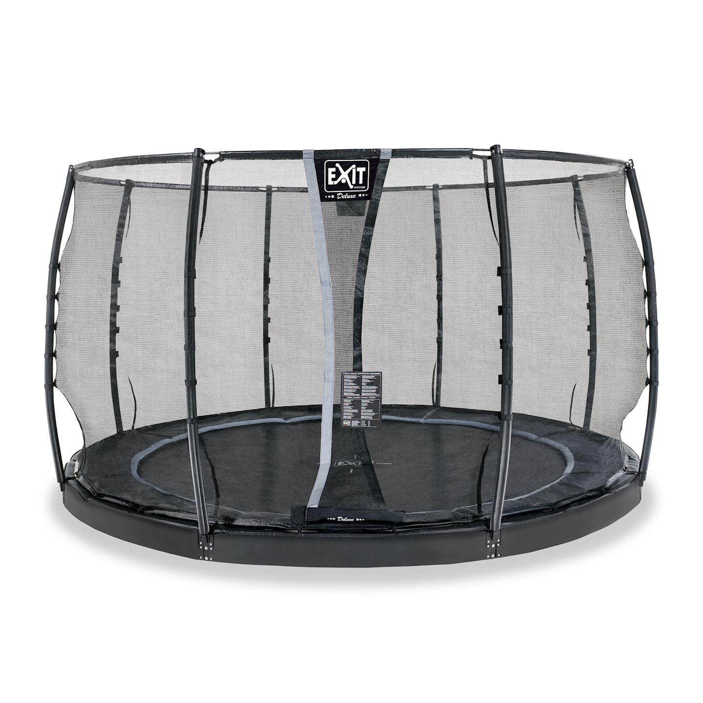 Dynamic ebenerdiges Trampolin ø366cm mit Sicherheitsnetz - schwarz