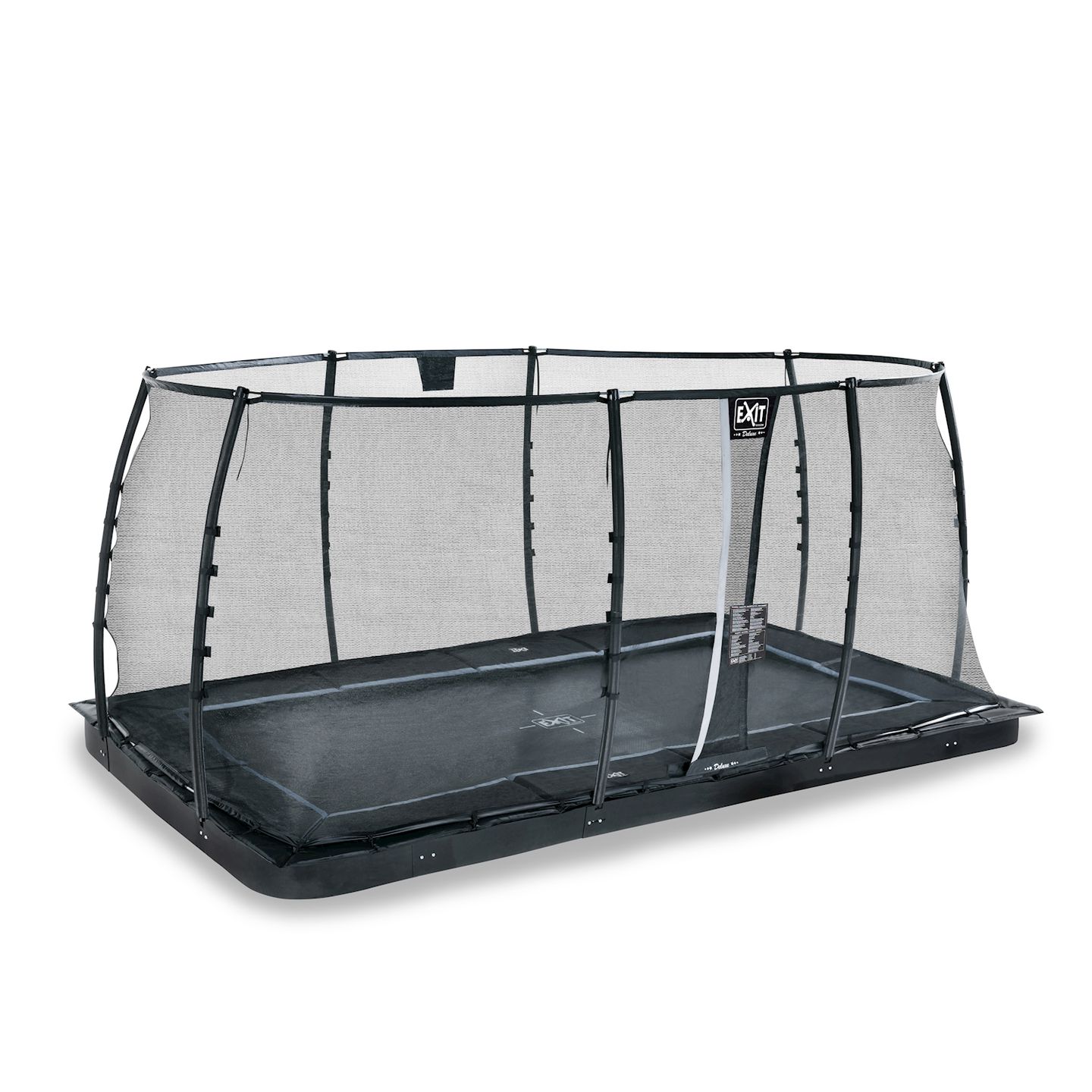 Dynamic ebenerdiges Trampolin 305x519cm mit Sicherheitsnetz - schwarz