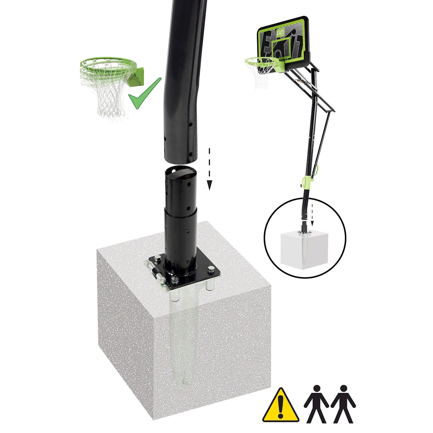 Galaxy Basketballkorb für Bodenmontage inkl. Dunkring Black Editi