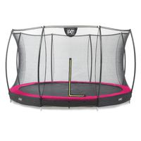 Silhouette Bodentrampolin ø427cm mit Sicherheitsnetz - rosa