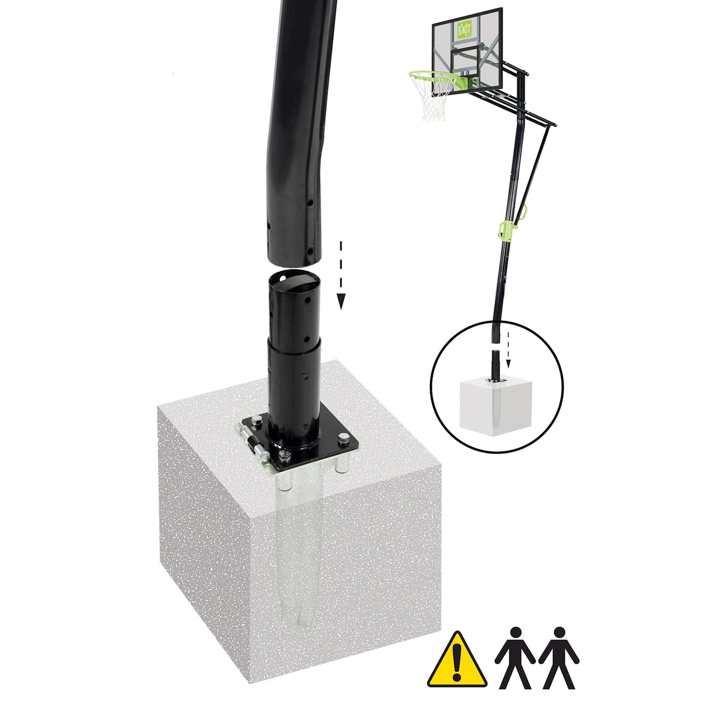 Galaxy Basketballkorb für Bodenmontage grün/schwarz