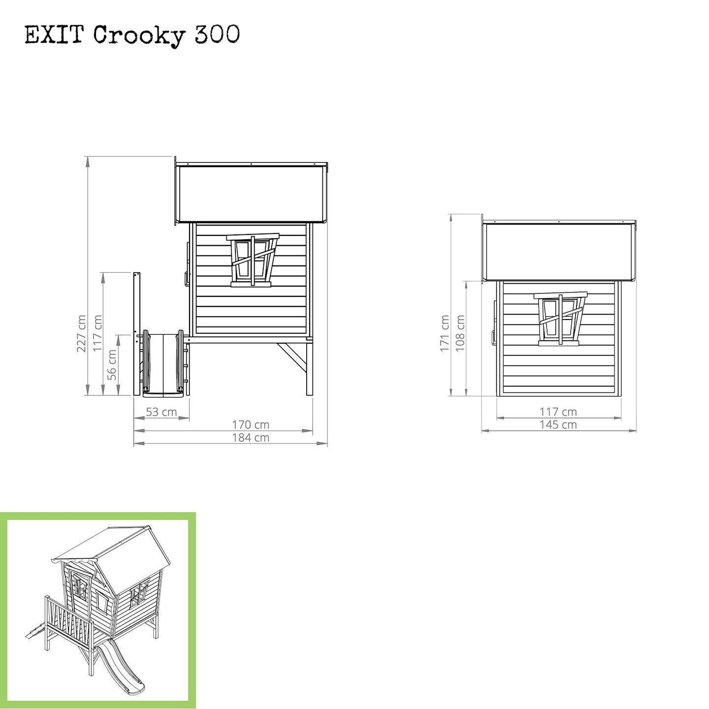 Crooky 300 Holzspielhaus - graubeige
