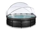 Black Leather Pool ø450x122cm mit Sandfilterpumpe und Abdeckung - schwarz