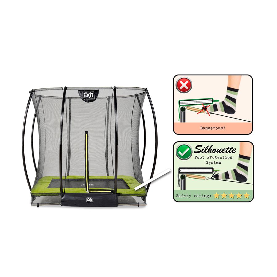 Silhouette Bodentrampolin 153x214cm mit Sicherheitsnetz - grün