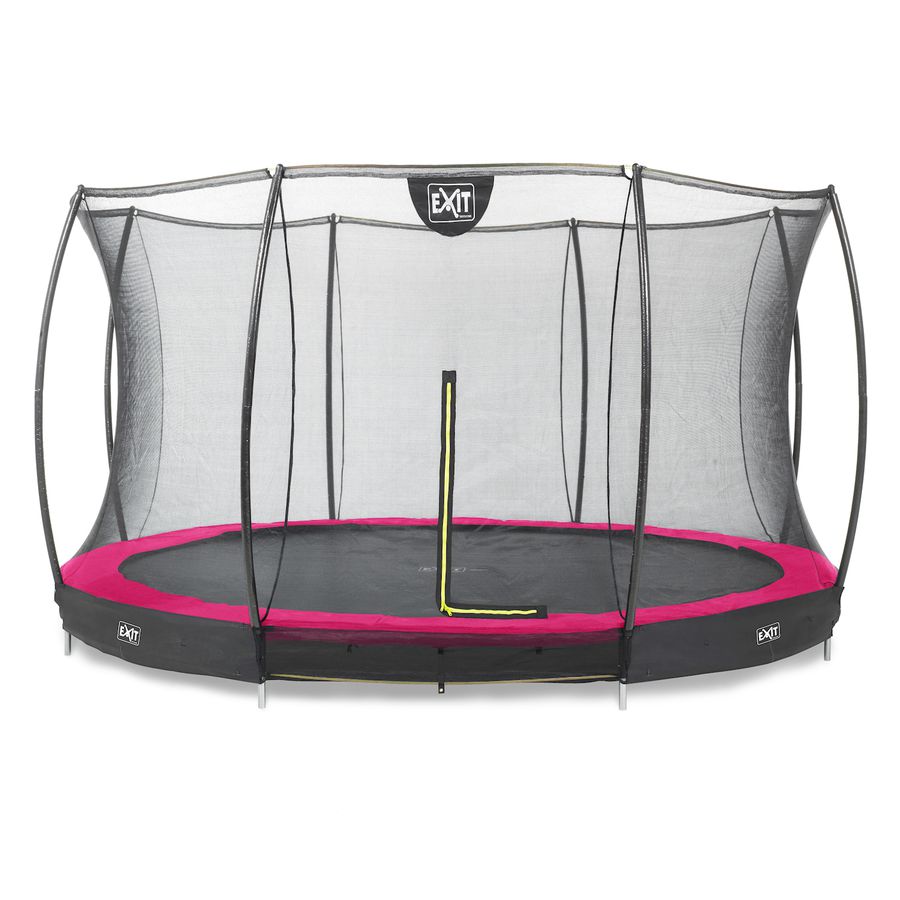 Silhouette Bodentrampolin ø427cm mit Sicherheitsnetz - rosa