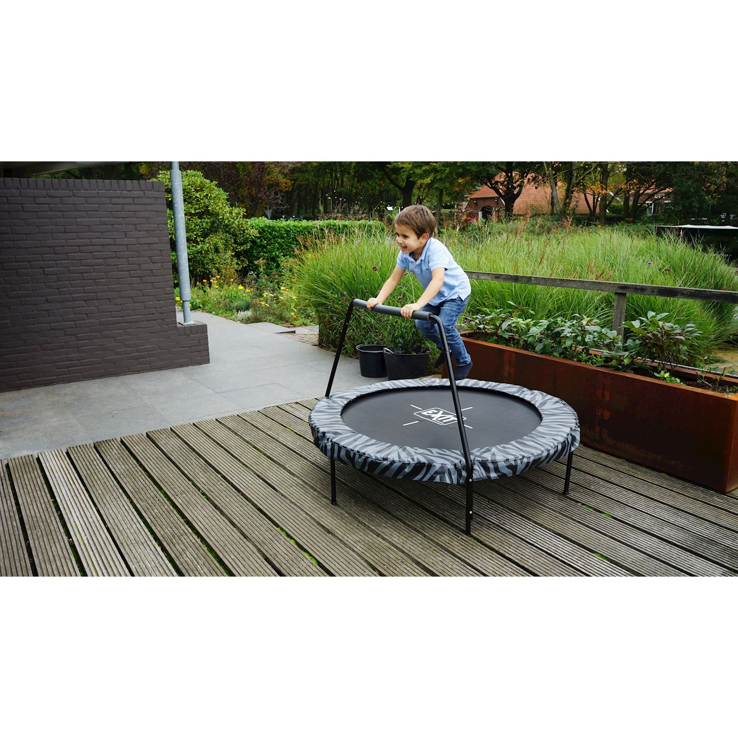 Tiggy junior Trampolin mit Bügel ø140cm - schwarz/grau
