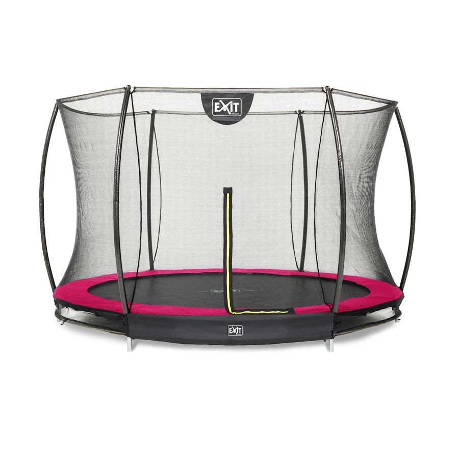 Silhouette Bodentrampolin ø305cm mit Sicherheitsnetz - rosa