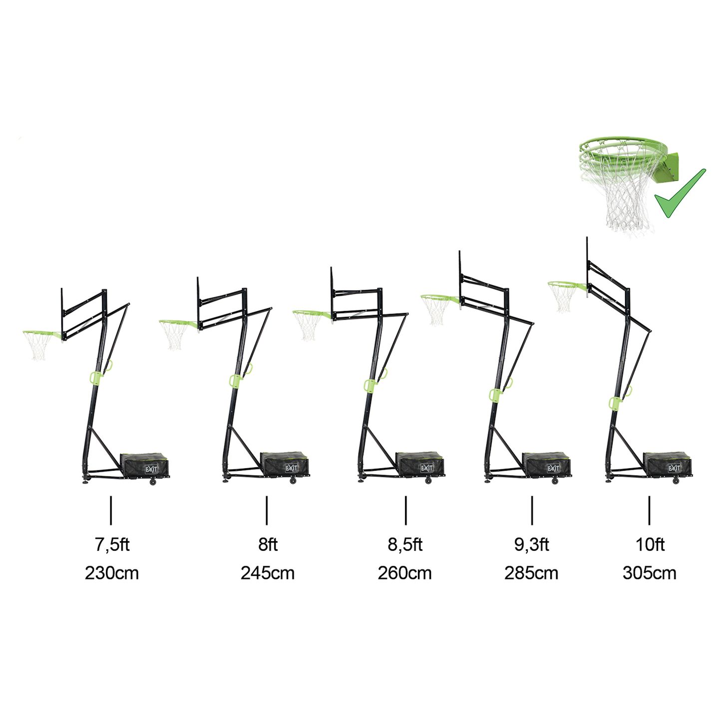Galaxy Basketballkorb auf Rädern inkl. Dunkring grün/schwarz